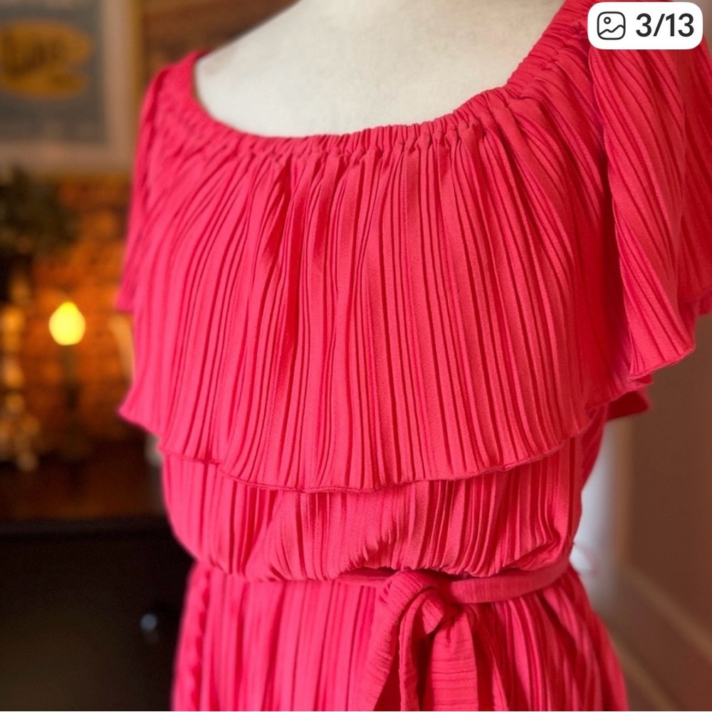 NWT Lane Bryant Convertible Off-Shoulder Pleated Maxi Dress Pink Spring 18/20 - Picture 2 of 6